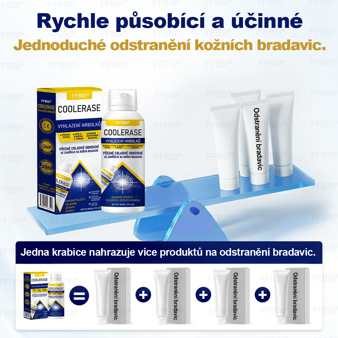 FFBSI® CoolErase Sprej pro regeneraci pokožky (Bradavice, Puchýře, Ekzém, Lupy, Kožní keratózy, Akné, Kožní výrůstky, Jizvy, Mateřská znaménka)💎