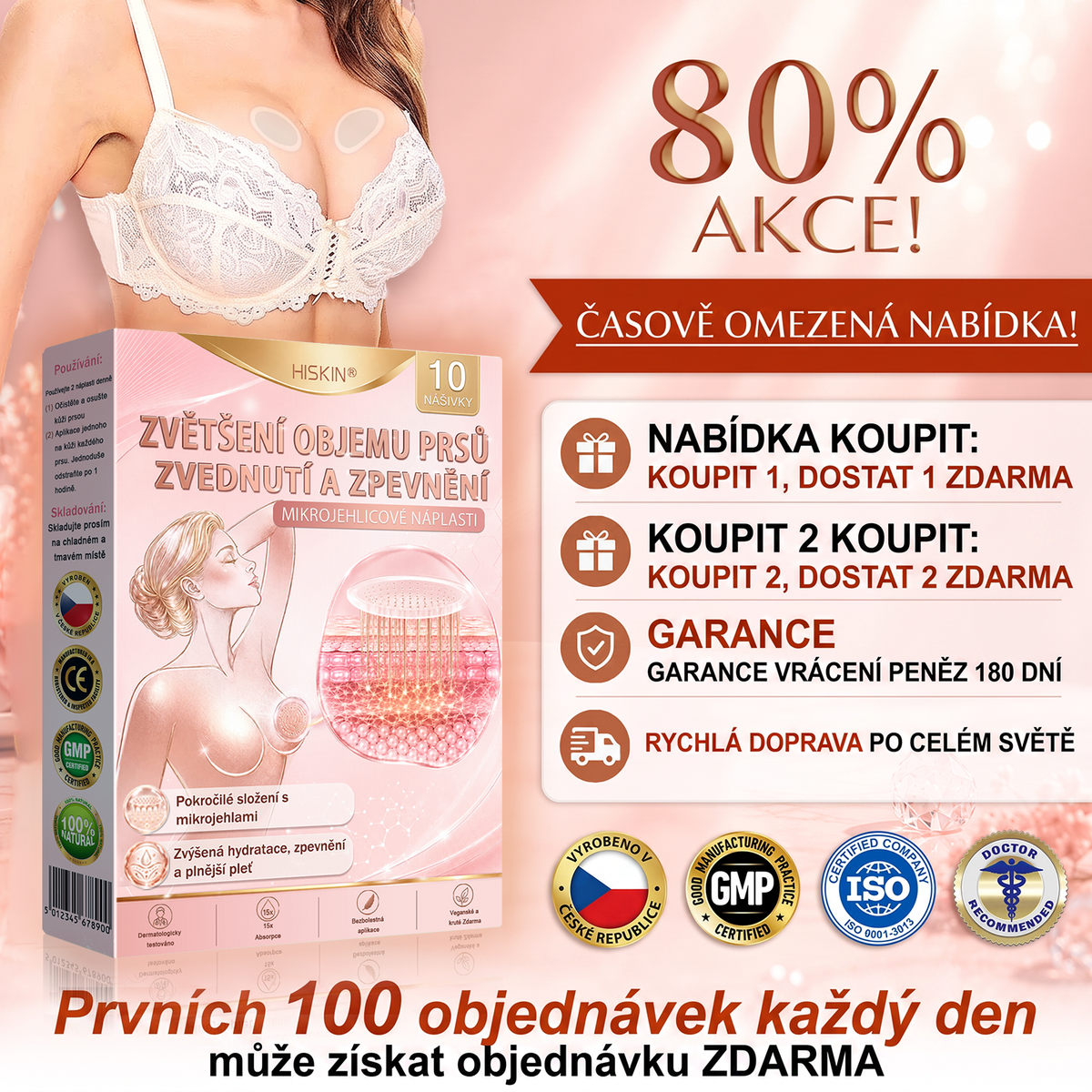 ❤️HISKIN® Mikroneedlová náplast pro podporu objemu, lifting a pevnost prsou
