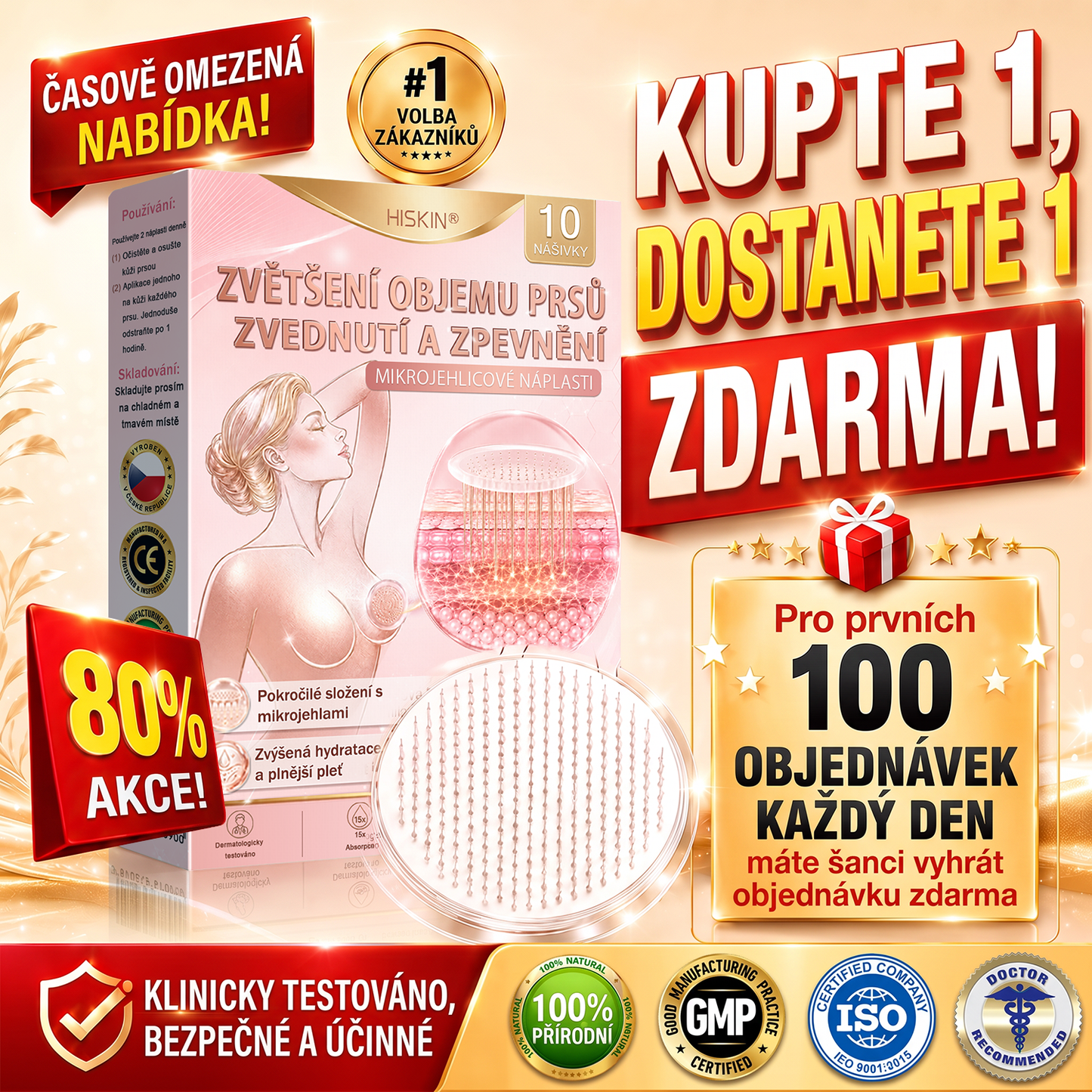 ❤️HISKIN® Mikroneedlová náplast pro podporu objemu, lifting a pevnost prsou