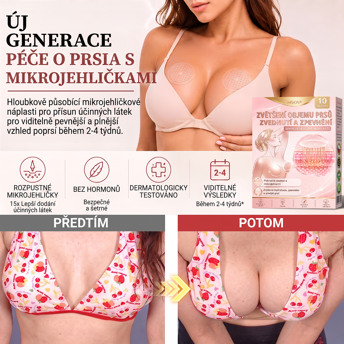 ❤️HISKIN® Mikroneedlová náplast pro podporu objemu, lifting a pevnost prsou